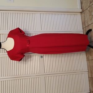 Just Choon Vintage Red Maxi Dress Sexy Side Slit Tie Back, Size 11